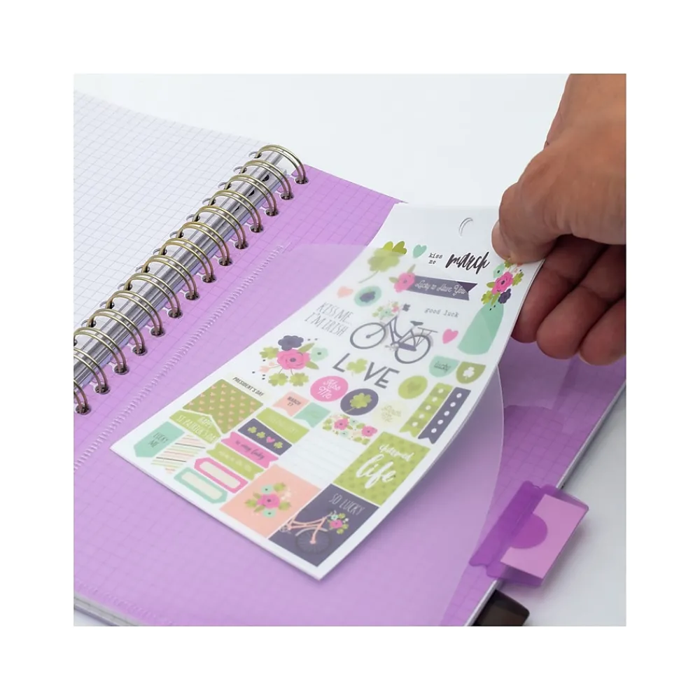 Subject Notebooks|Pukka Pad Rochelle & Jess 5-Subject Notebook, 7.5" x 10", Graph-Ruled, 100 Sheets, Lilac, 3/Pack (9917-ROC)
