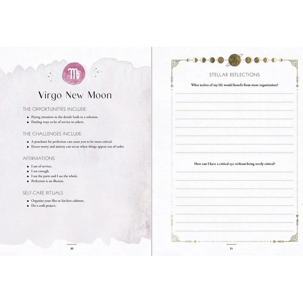 Journals|Quarto Astrological Wellness & Spirituality Guided Journal, Hardcover, 6.27" x 8.25", College Ruled, Purple, 160 Pages