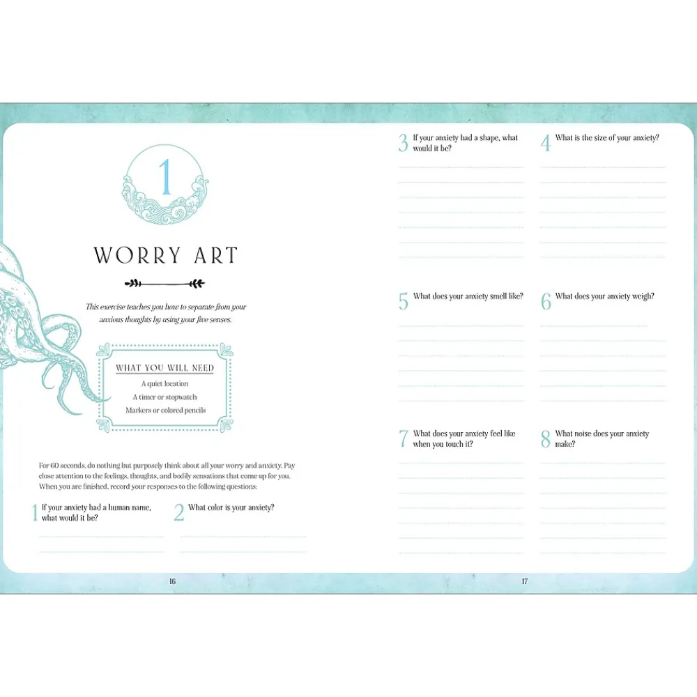 Journals|Quarto Find Your Calm Anxiety Guided Journal, 6.7" x 9", College Ruled, Green, 160 Pages (152996)
