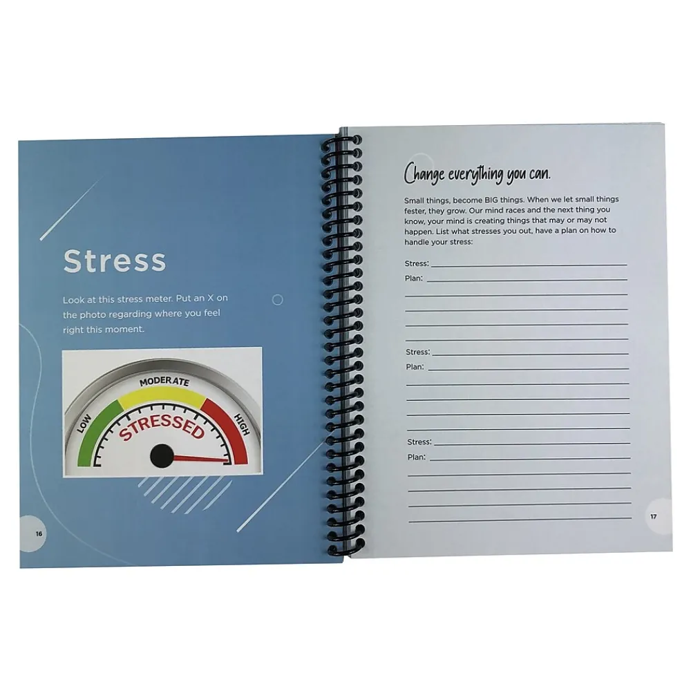 Journals|RE-FOCUS THE CREATIVE OFFICE Young Adult Guided Anxiety Journal, 6" x 8", Blue (70003)
