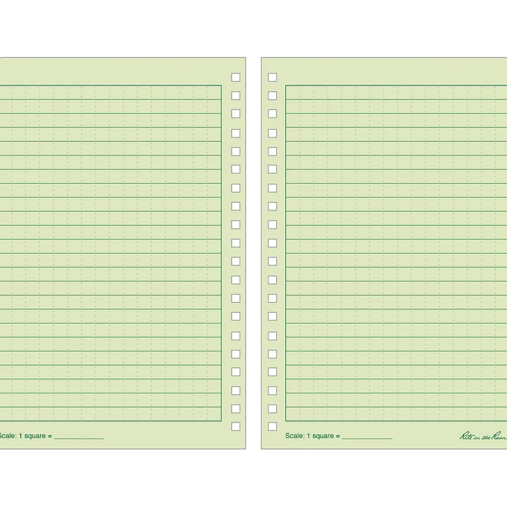 Notebooks|Rite In The Rain All-Weather 1-Subject Pocket Notebook, 4.88" x 7", Graph Ruled, 32 Sheets, Green (973)