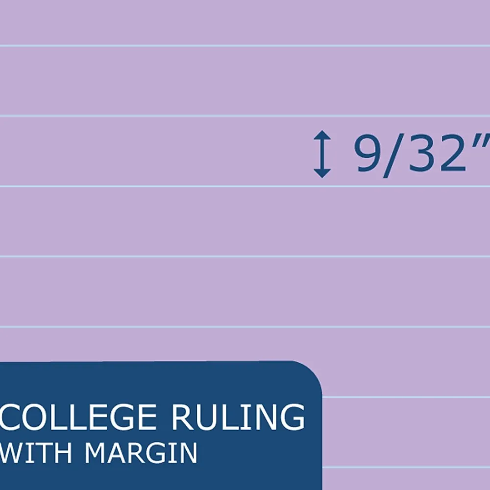 Notepads|Roaring Spring Paper Products Roaring Spring WIDE Landscape Notepad, College Ruled, 11" x 9.5", Assorted Colors, 40 Sheets, 3/Pack (74535)
