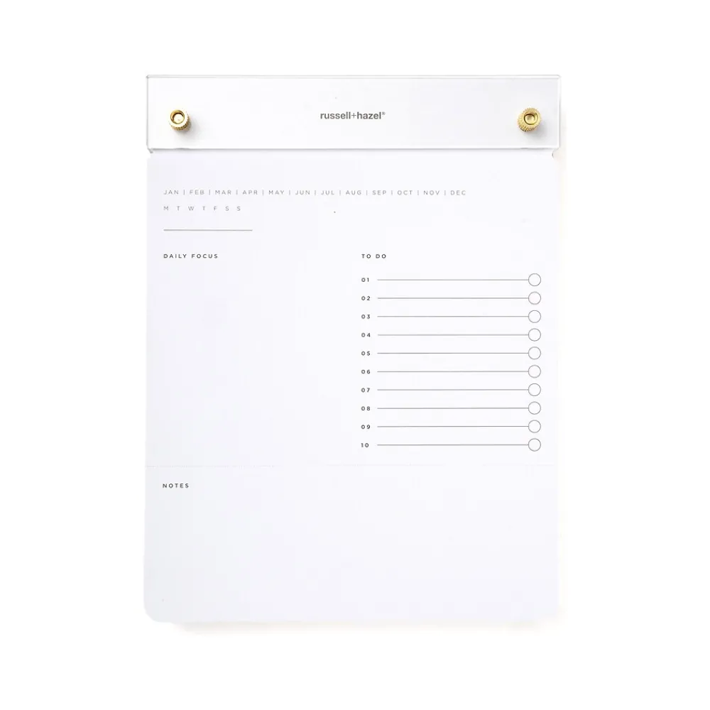 Notepads|Russell+Hazel Notepad, 6.38" x 8.44", White/Gold, 100 Sheets/Pad, 1 Pad/Pack (55748)