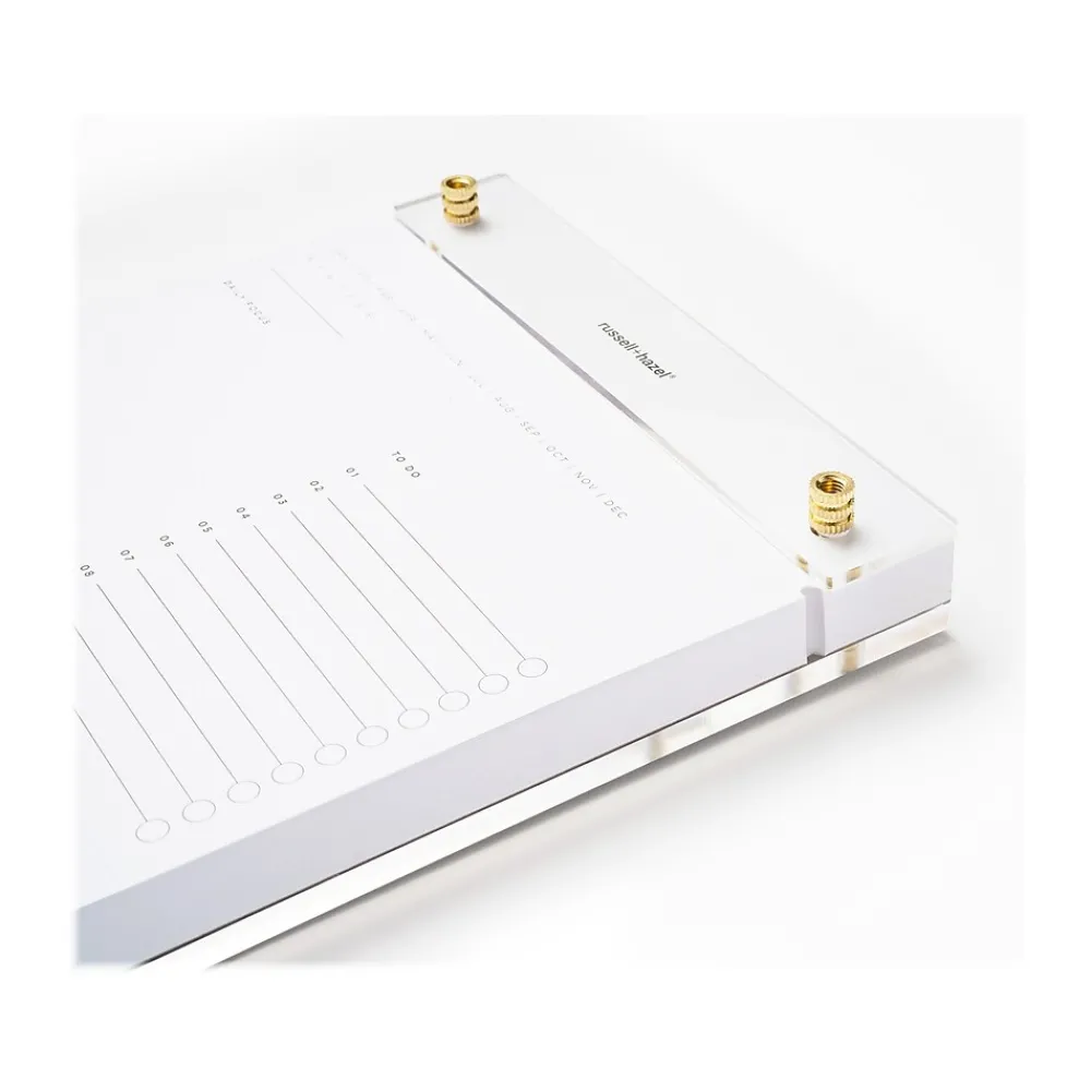 Notepads|Russell+Hazel Notepad, 6.38" x 8.44", White/Gold, 100 Sheets/Pad, 1 Pad/Pack (55748)