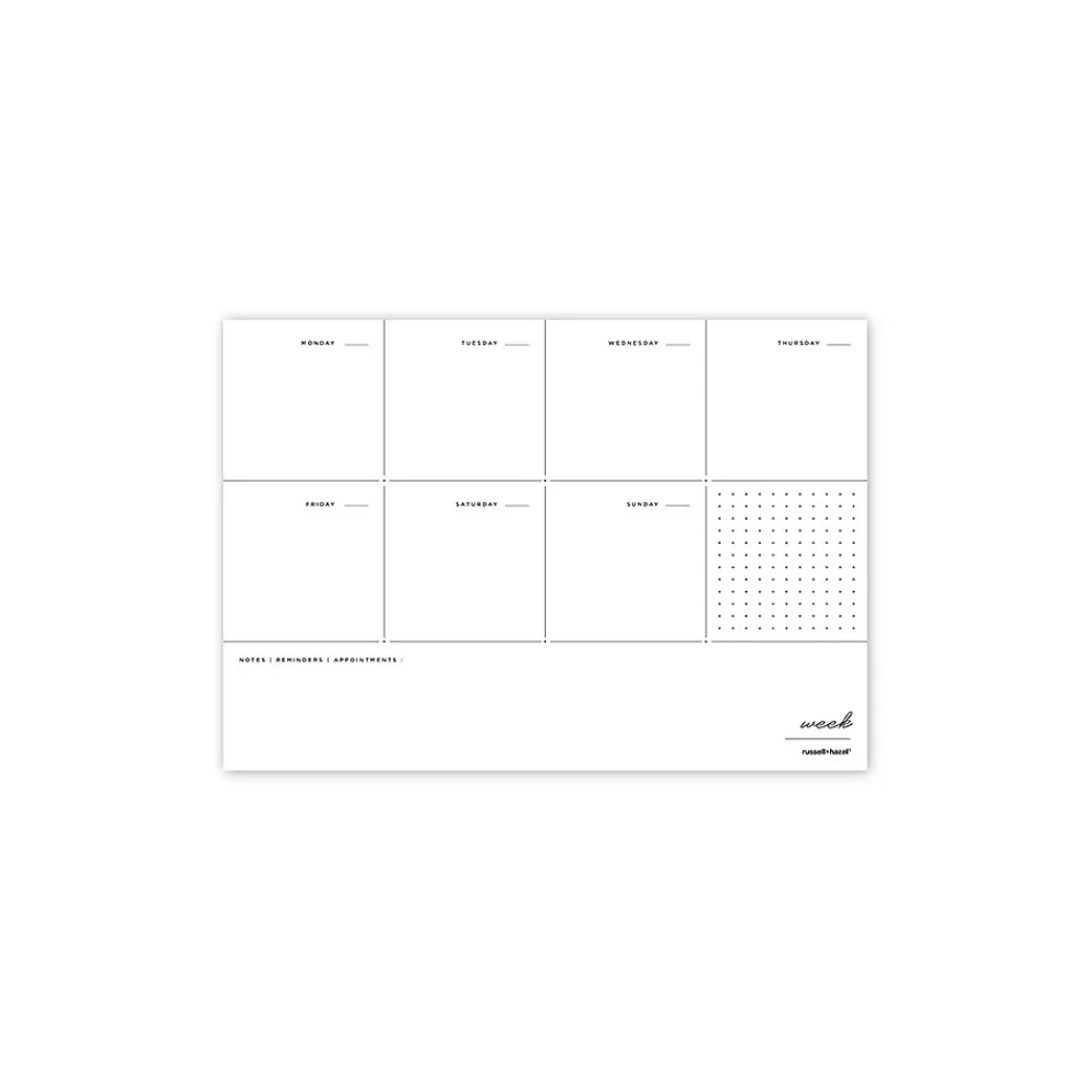 Notepads|Russell+Hazel Weekly Planner Notepad, 10" x 7", Gold/White, 80 Sheets/Pad, 1 Pad/Pack (27616)