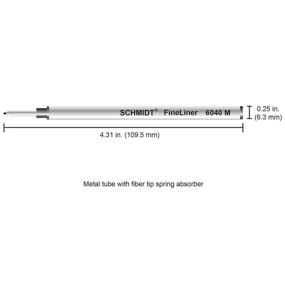 Pens|Schmidt Ink Schmidt 6040 Fineliner W/ Spring Loaded Refill, Fits Most Capped Rollerball Pens, Medium, Black, 2 Pack (SC58117)