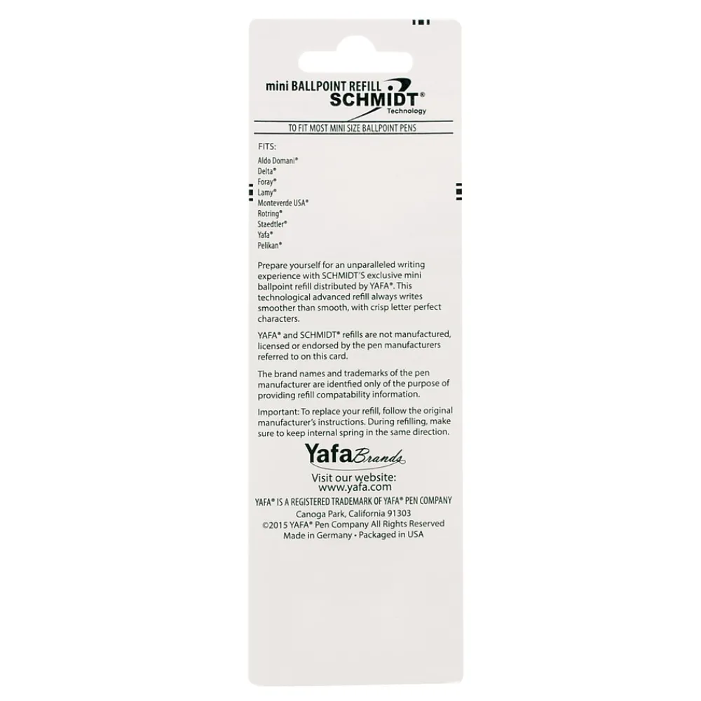 Pens|Schmidt Ink Schmidt 635 Mini D1 Ballpoint Refill, fits Multifunction pens, Medium, Blue, 4 Pack (SC58150)