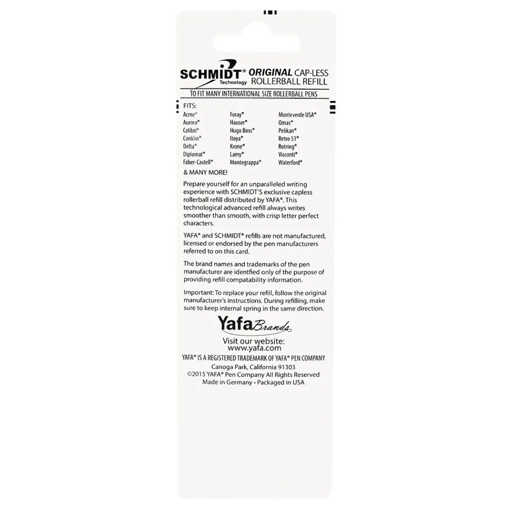 Pens|Schmidt Ink Schmidt 8126 Rollerball Short Capless Refill, Fine, Red, 2 Pack (SC58121)