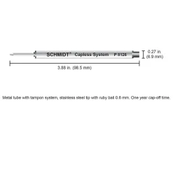 Pens|Schmidt Ink Schmidt 8126 Rollerball Short Capless Refill, Fine, Red, 2 Pack (SC58121)