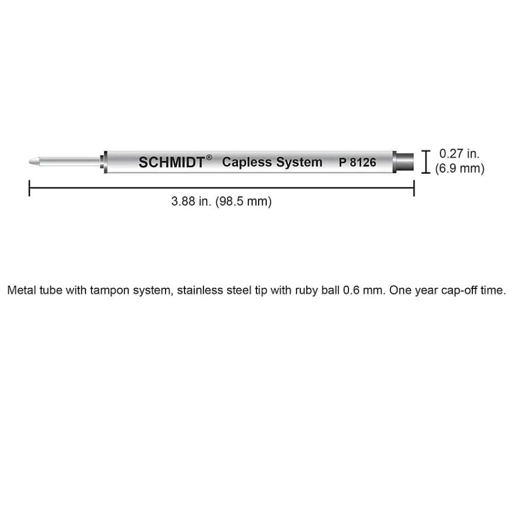Pens|Schmidt Ink Schmidt 8126 Rollerball Short Capless Refill, Fine, Red, 2 Pack (SC58121)