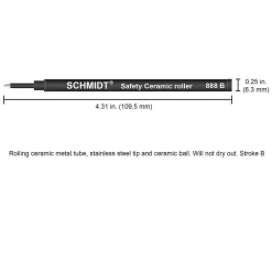 Pens|Schmidt Ink Schmidt 888 Safety Ceramic Rollerball Plastic Tube Refill, Fits Parker Rollerball Pens, Broad, Blue, 2 Pack (SC58114)