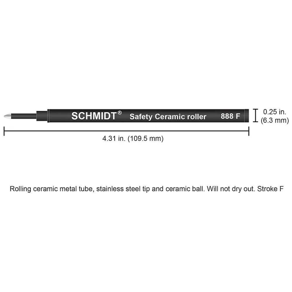 Pens|Schmidt Ink Schmidt 888 Safety Ceramic Rollerball Plastic Tube Refill, Fits Universal Pens, Fine, Red, 2 Pack (SC58110)