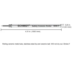 Pens|Schmidt Ink Schmidt 888 Safety Ceramic Rollerball Metal Tube Refill, Fits Universal Pens, Fine, Red, 2 Pack (SC58102)