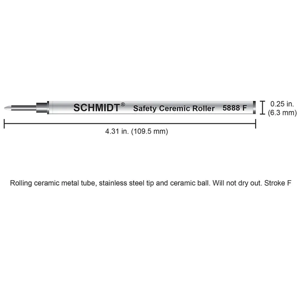 Pens|Schmidt Ink Schmidt 888 Safety Ceramic Rollerball Metal Tube Refill, Fits Universal Pens, Fine, Red, 2 Pack (SC58102)