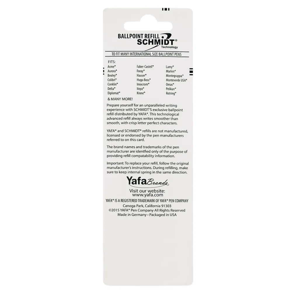 Pens|Schmidt Ink Schmidt P900 Ballpoint TC Ball Refill, To Fit Parker Ballpoint Pens, Medium, Blue, 2 Pack (SC58136)