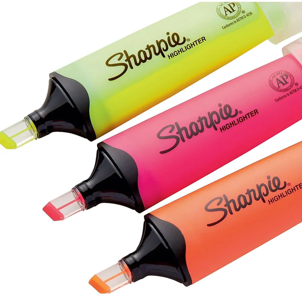 Highlighters|Sharpie Clear View Highlighter, Chisel Tip, Assorted, 3/Pack (1912767/2128222)