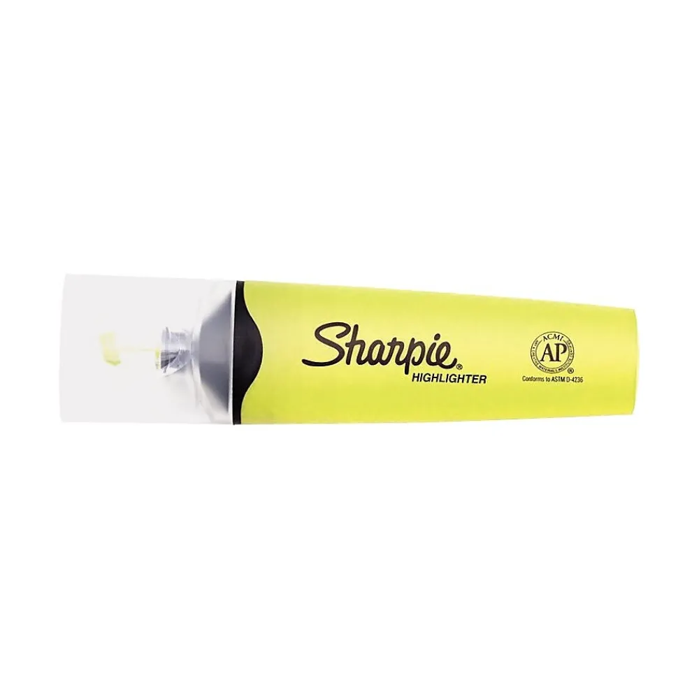 Highlighters|Sharpie Clear View Tank Highlighter, Chisel Tip, Yellow, Dozen (2128227/1897847)