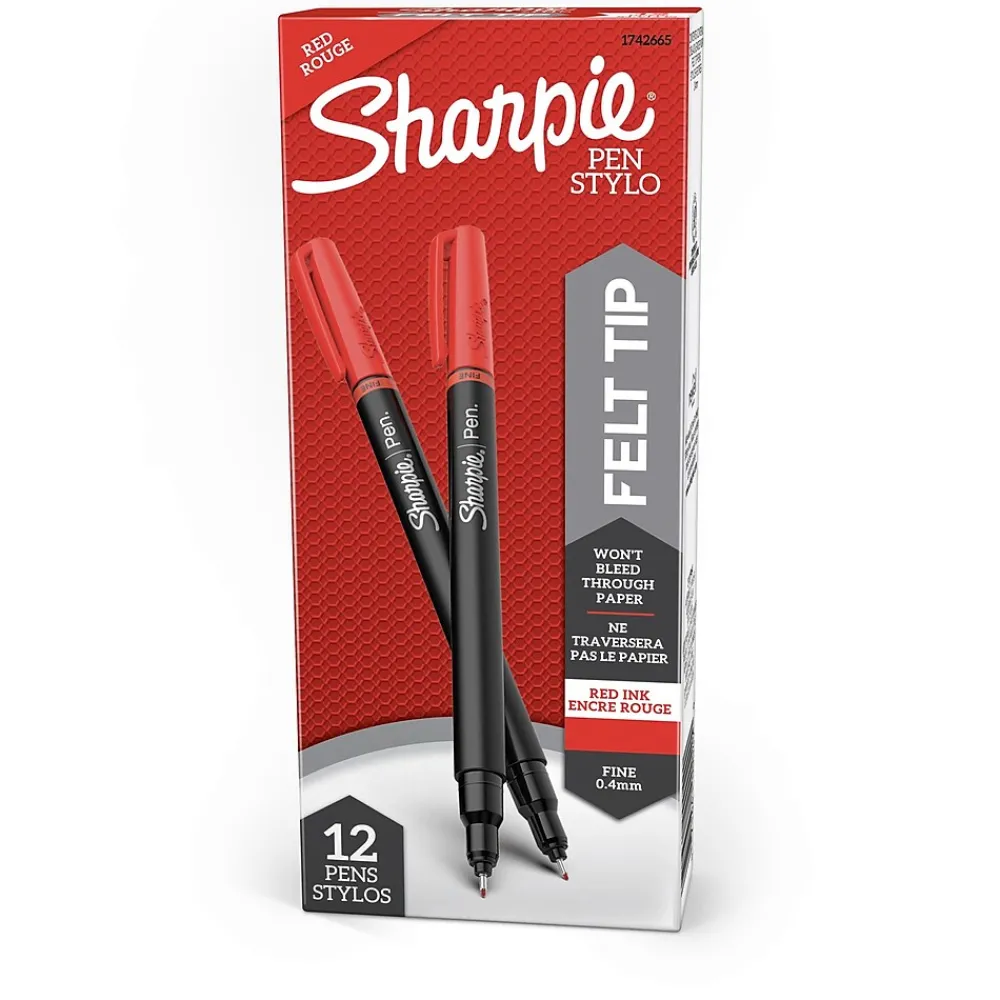 Pens|Sharpie Felt Pen, Fine Point, Red Ink, Dozen (1742665)