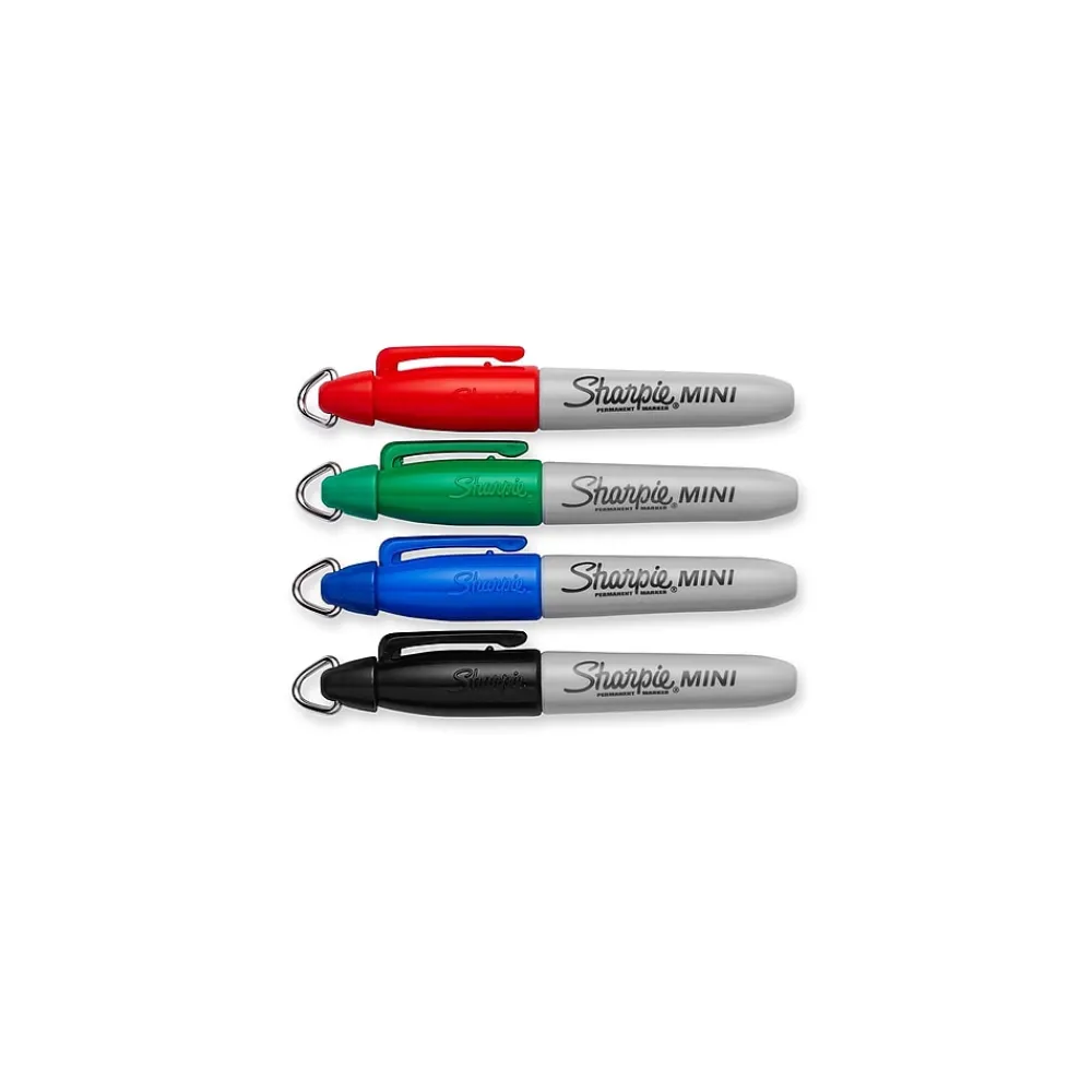 Markers|Sharpie Mini Permanent Markers, Fine Tip, Assorted, 4/Pack (35113)
