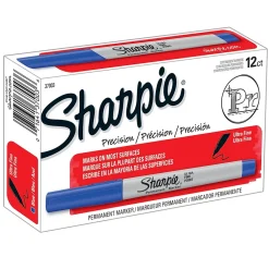 Markers|Sharpie Permanent Marker, Ultra Fine Point, Blue, 12/Pack (SAN37003-12)