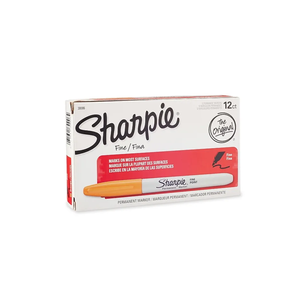 Markers|Sharpie Permanent Markers, Fine Tip, , 12/Pack (30006) Orange