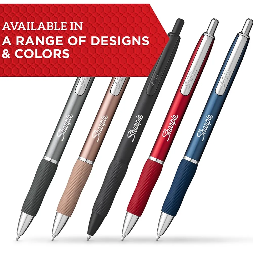 Pens|Sharpie S-Gel Metal RT Gel Pen, Medium Point, Black Ink, Dozen (2153580)