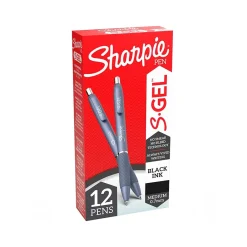 Pens|Sharpie S-Gel Retractable Gel Pen, Medium Point, Black Ink, Dozen (2126232)