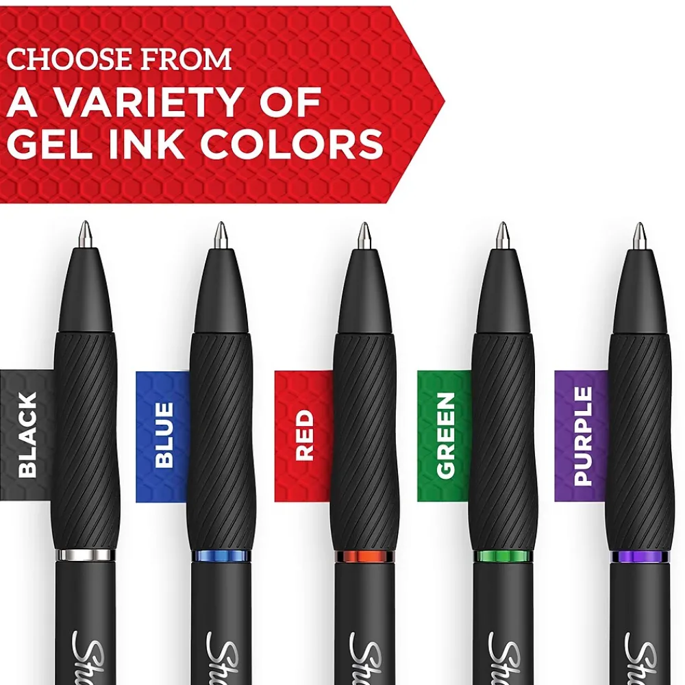 Pens|Sharpie S-Gel Retractable Gel Pens, 0.38 mm, Ultra Fine Point, Black Ink, Dozen (2140521)