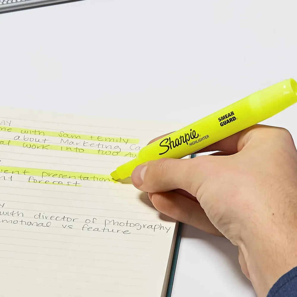 Highlighters|Sharpie Tank Highlighter, Chisel Tip, Yellow, 5/Pack (1809200)