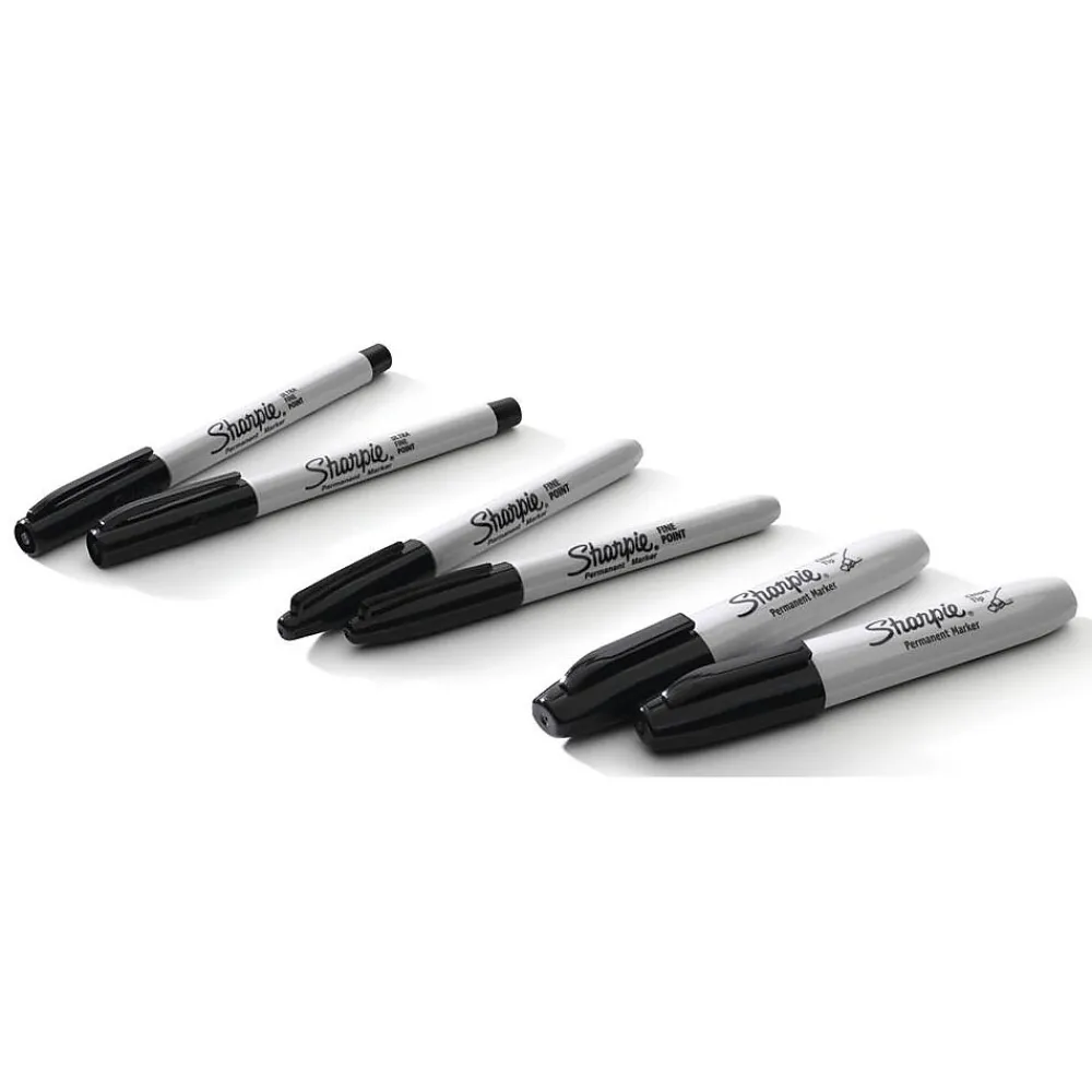 Markers|Sharpie Variety Pack Permanent Markers, Assorted Tips, Black, 6/Pack (2135318)
