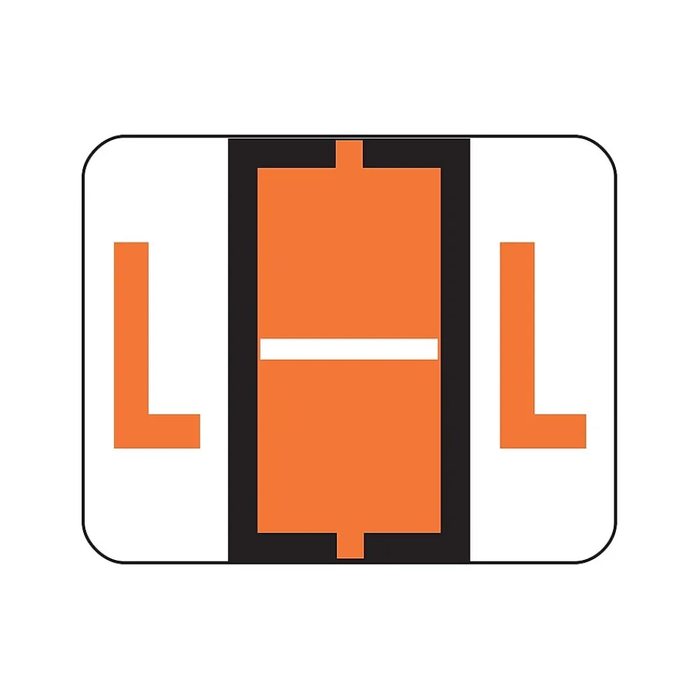 Labels|Smead BCCR Color Coded Alphabetic Labels, L, Dark Orange, 500/Roll (67082)