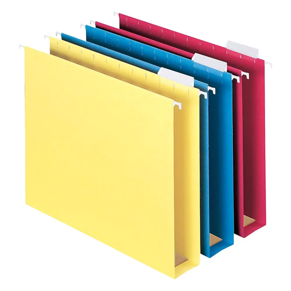 Hanging File Folders|Smead Box Bottom Hanging File Folder, 2" Expansion, 5-Tab Tab, Letter Size, Assorted Colors, 25/Bx (64264)
