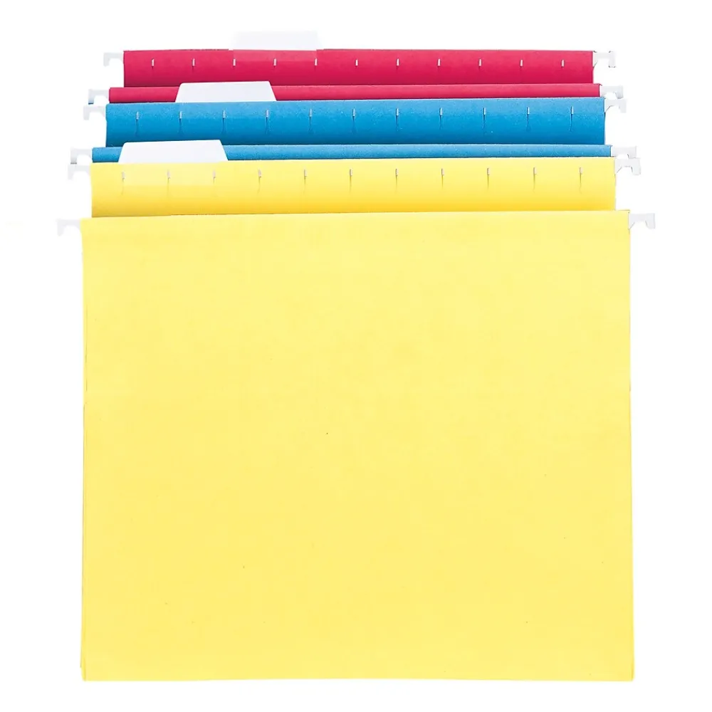 Hanging File Folders|Smead Box Bottom Hanging File Folder, 2" Expansion, 5-Tab Tab, Letter Size, Assorted Colors, 25/Bx (64264)
