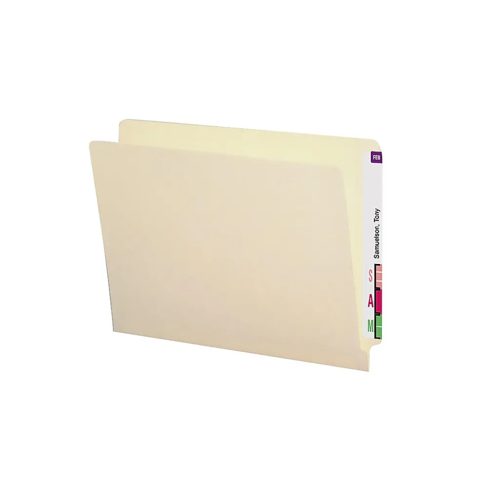 File Folders|Smead End Tab File Folder, Shelf-Master Reinforced Straight-Cut Tab, Letter Size, Manila, 50/Box (24210)
