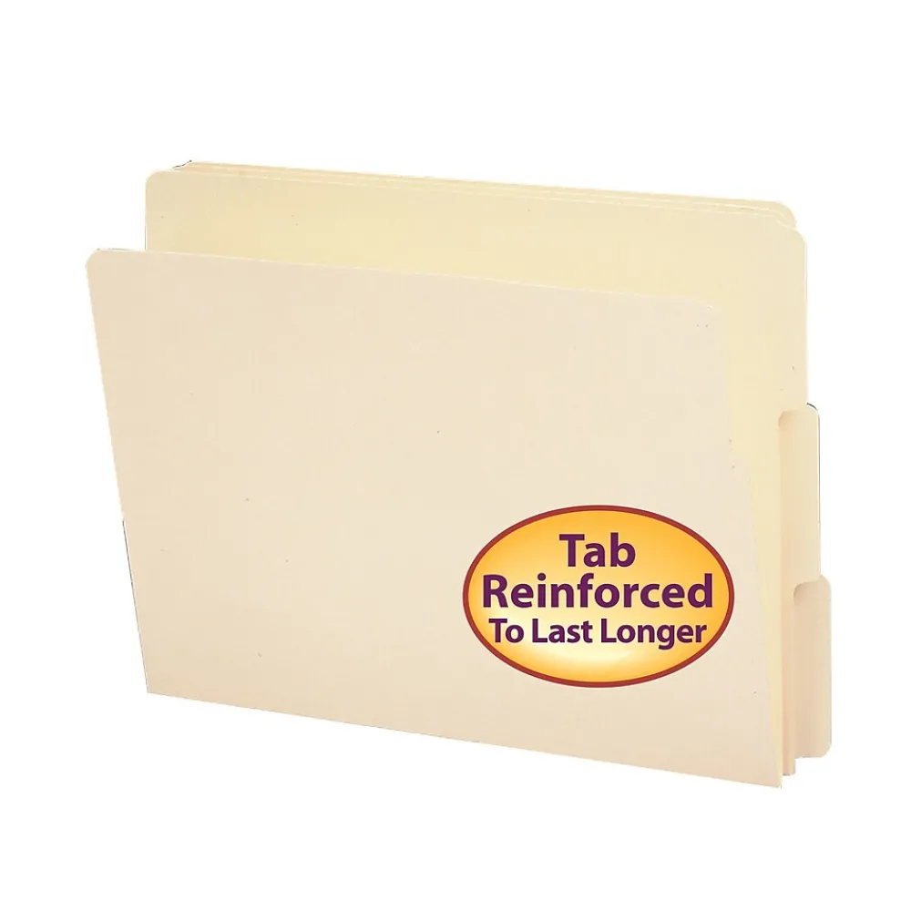 File Folders|Smead End Tab File Folder, Shelf-Master Reinforced 1/3-Cut Tab, Letter Size, Manila, 100/Box (24134)