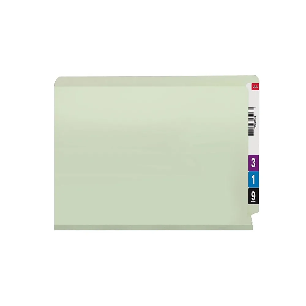 File Folders|Smead End Tab Pressboard File Folder, Straight-Cut Tab, 2" Expansion, Letter Size, Gray/Green, 25/Box (26210)