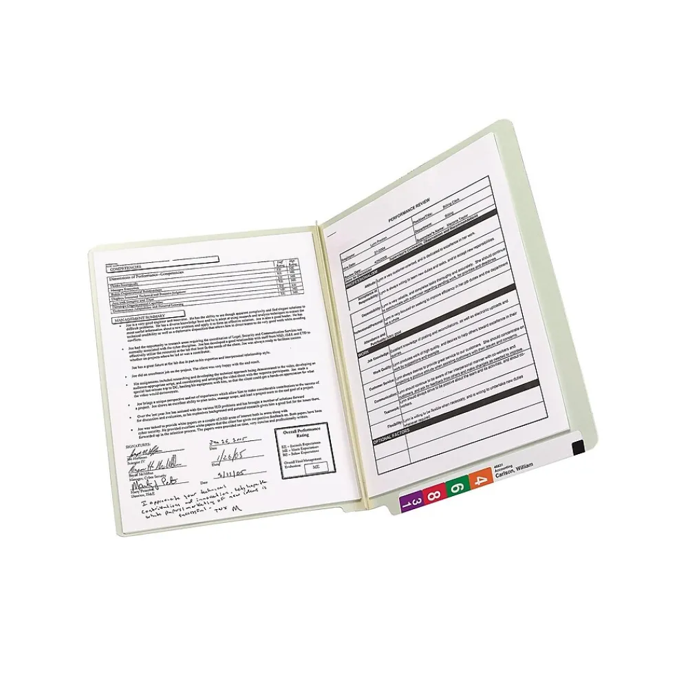 File Folders|Smead End Tab Pressboard File Folder, Straight-Cut Tab, 2" Expansion, Letter Size, Gray/Green, 25/Box (26210)