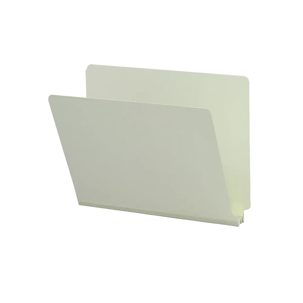 File Folders|Smead End Tab Pressboard File Folder, Straight-Cut Tab, 2" Expansion, Letter Size, Gray/Green, 25/Box (26210)