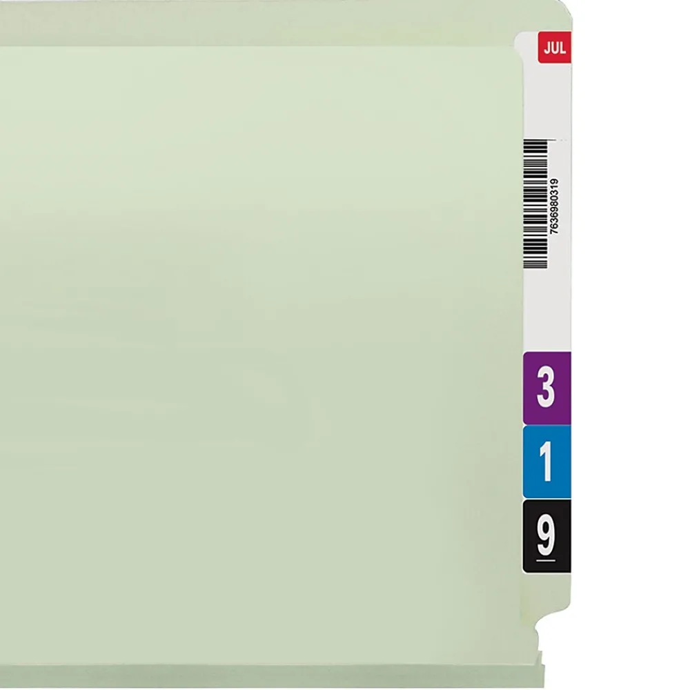 File Folders|Smead End Tab Pressboard File Folder, Straight-Cut Tab, 2" Expansion, Letter Size, Gray/Green, 25/Box (26210)