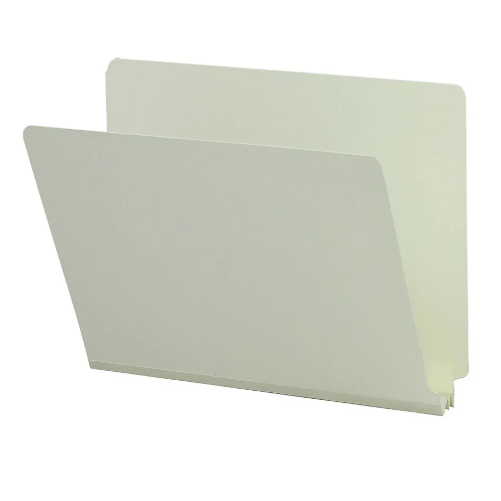 File Folders|Smead End Tab Pressboard File Folder, Straight-Cut Tab, 2" Expansion, Letter Size, Gray/Green, 25/Box (26210)