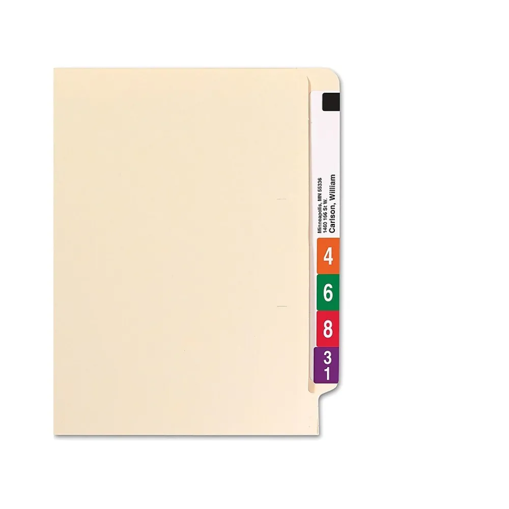 File Folders|Smead End-Tab File Folders, Reinforced Straight-Cut Tab, 1-1/2" Expansion, Letter Size, Manila, 50/Box (24275)