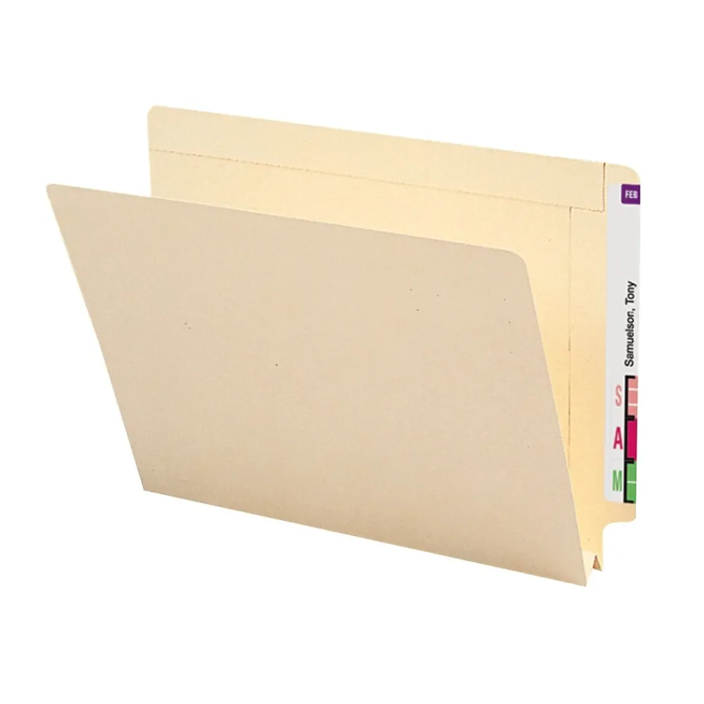 File Folders|Smead End-Tab File Folders, Reinforced Straight-Cut Tab, 1-1/2" Expansion, Letter Size, Manila, 50/Box (24275)