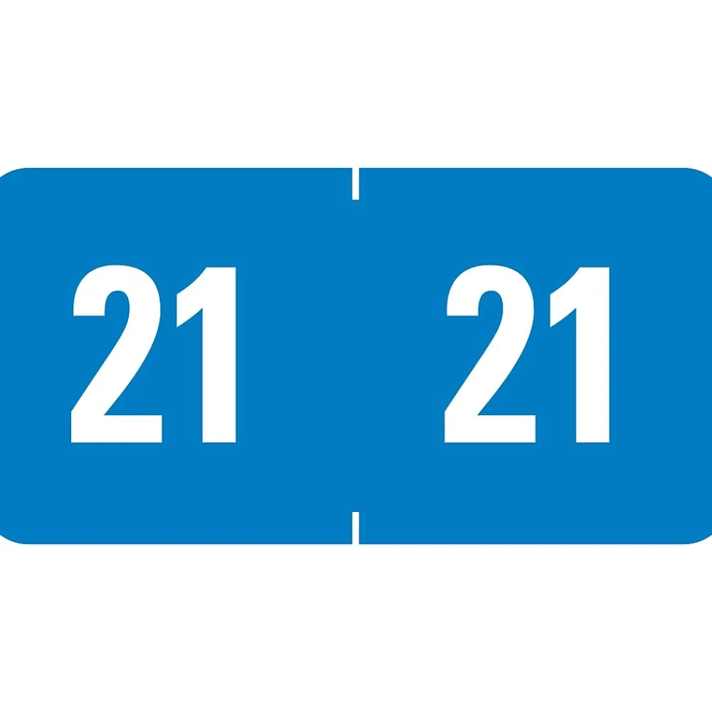 Labels|Smead ETS 2021 Color-Coded Year Label, 0.5”H x 1"W, White on Blue, 25 Labels/Sheet, 10 Sheets/Pack, 250 Labels/Pack (67921)