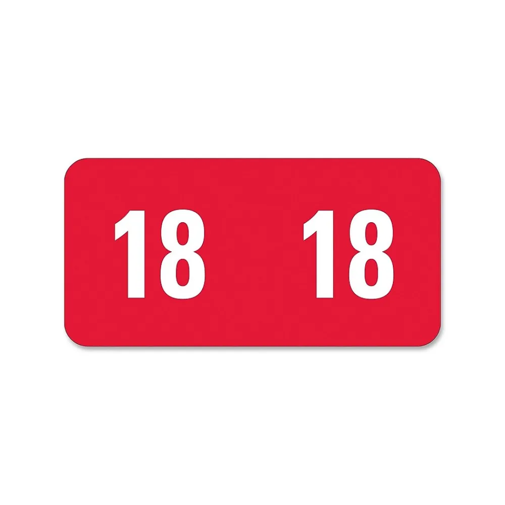 Labels|Smead ETS Color Coded Year Labels, 2018, Red, 250/Pack (67918)