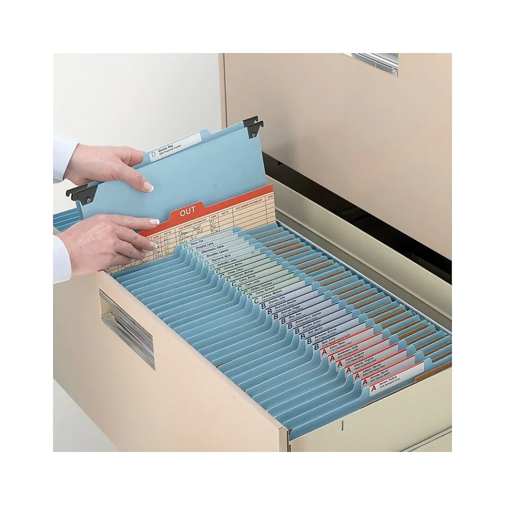 Hanging File Folders|Smead FasTab Heavy Duty Hanging File Folder, 2/5 Cut Tab, Letter size, Blue (65115)