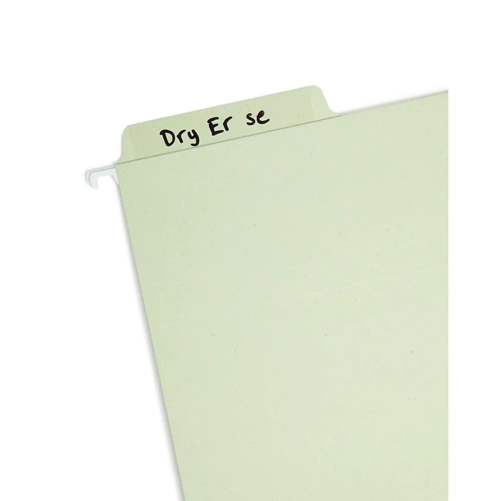 Hanging File Folders|Smead FasTab Recycled Hanging File Folder, 3-Tab Tab, Letter Size, Moss, 20/Box (64032)
