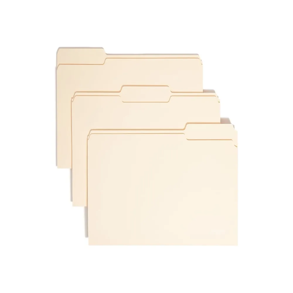 File Folders|Smead File Folder, 1/3-Cut Tab, Letter Size, Manila, 100/Bx (10338)