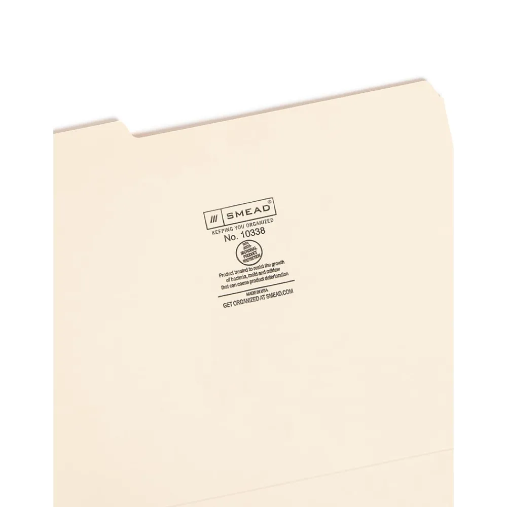 File Folders|Smead File Folder, 1/3-Cut Tab, Letter Size, Manila, 100/Bx (10338)