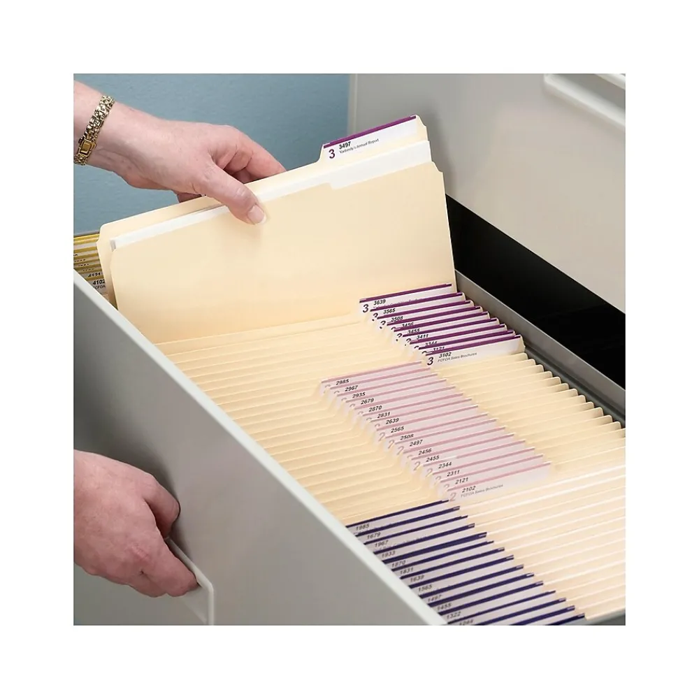 File Folders|Smead File Folder, 1/3-Cut Tab, Letter Size, Manila, 100/Bx (10338)