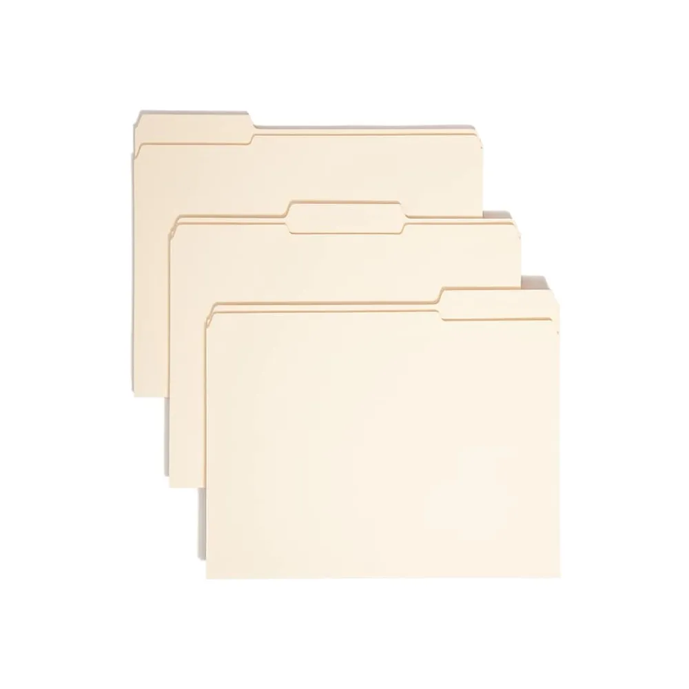 File Folders|Smead File Folder, Reinforced 1/3-Cut Tab, 1-1/2" Expansion, Letter Size, Manila, 50/Box (10405)